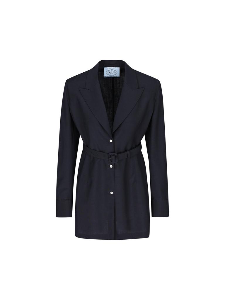 【プラダ・PRADA】Feather-trimmed single-breasted wool jacket Prada Single-Breasted Wool Jacket with Feather Trim