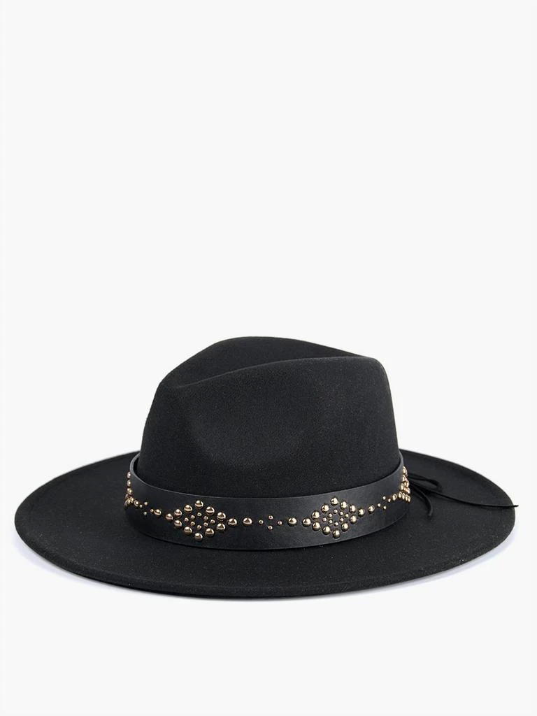 Jen & Co. Glinda Grommet Trim Wide Brim Fedora Hat In Black 4