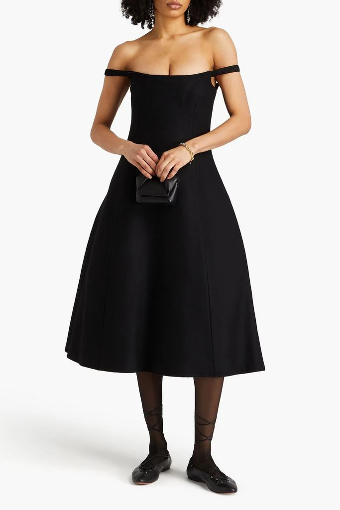 Khaite Uma off-the-shoulder wool-blend felt midi dress 2