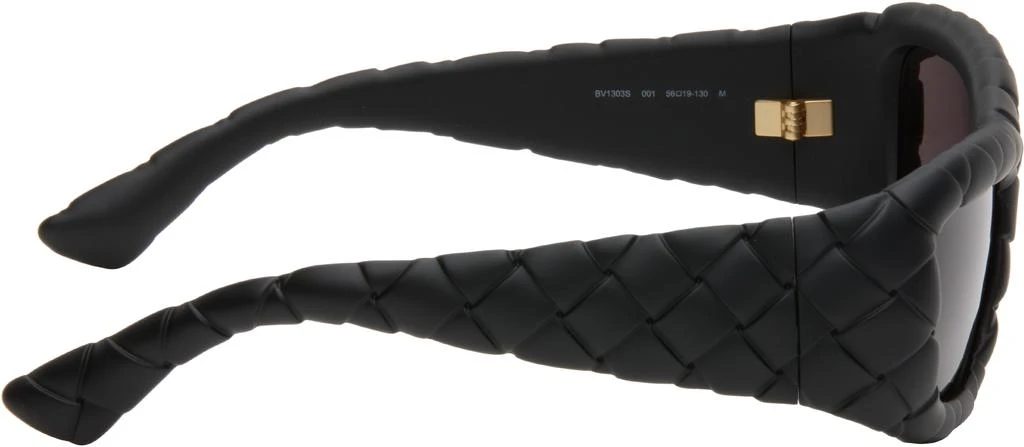 Bottega Veneta Black Intrecciato Rectangular Sunglasses 2