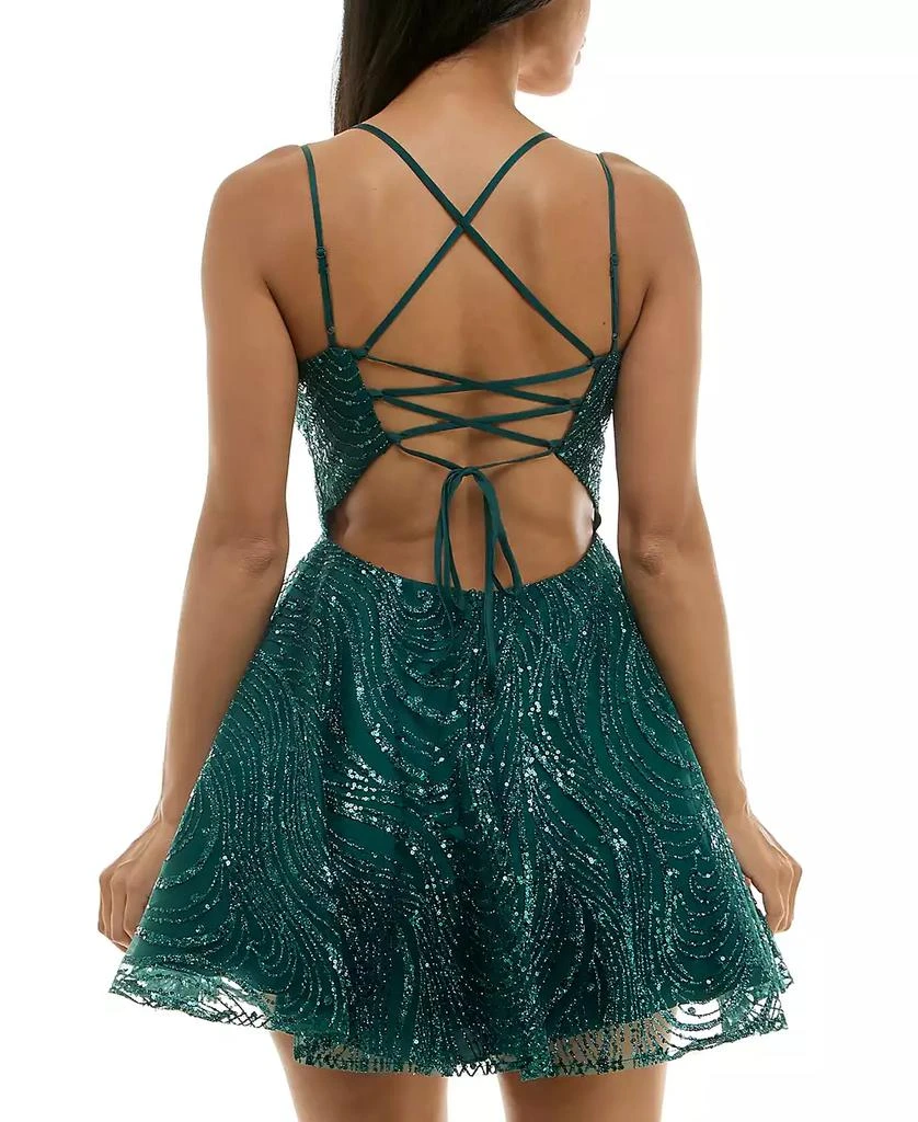B Darlin Juniors' Lace Sweetheart Double-Strap Dress 5