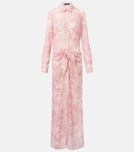 Versace Gathered printed shirt dress 1