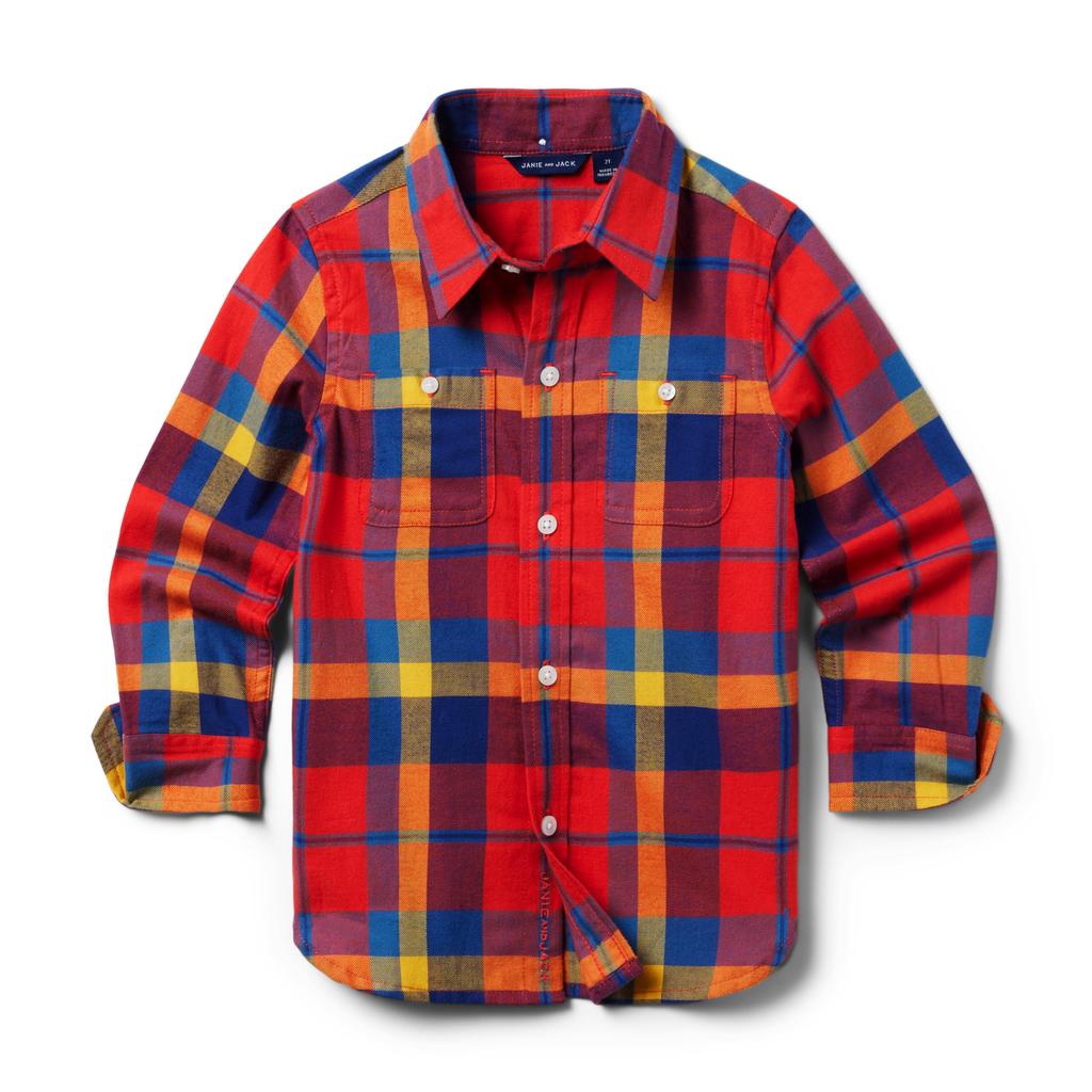 Janie and Jack Brushed Plaid Button-Up (Toddler/Little Kid/Big Kid)