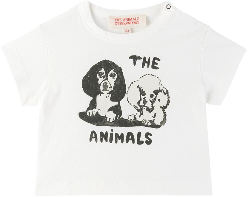 The Animals Observatory Baby White Rooster T-Shirt