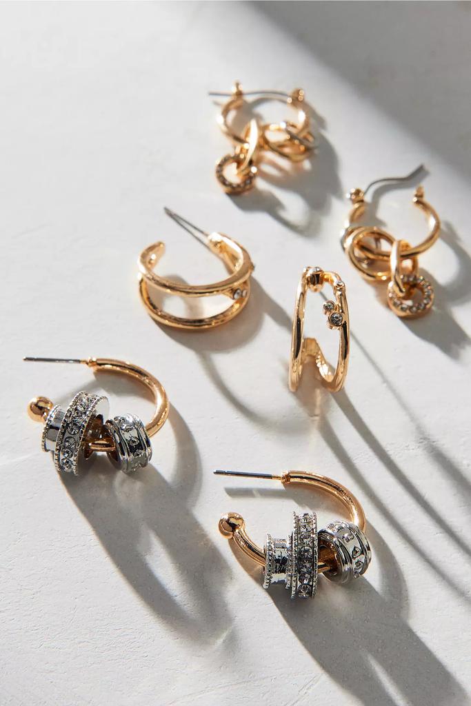 Urban Outfitters Bristol Mixed Metal Hoop Earring Set
