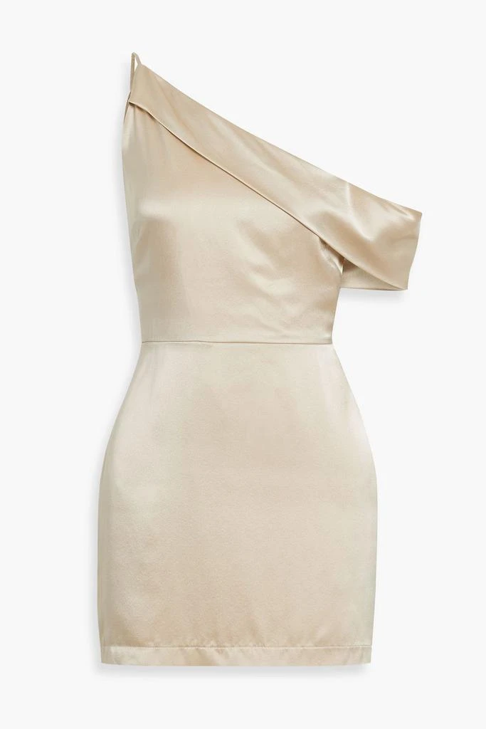 Michelle Mason One-shoulder draped silk-satin mini dress 1
