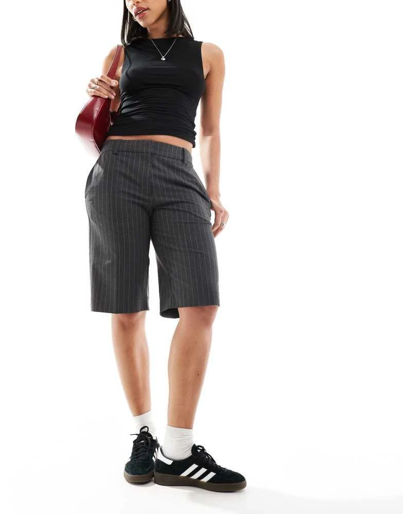 Weekday Weekday Esi tailored shorts in grey pinstripe 1