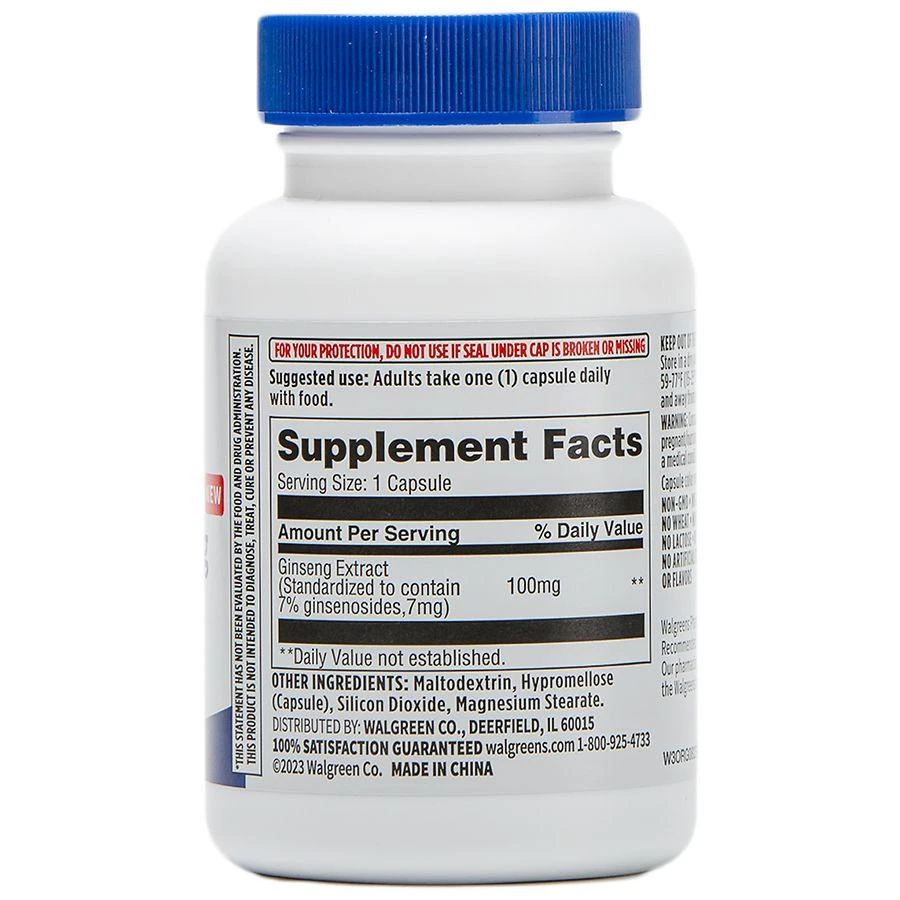 Walgreens Free & Pure Korean Panax Ginseng 100mg Capsules (60 days) 4