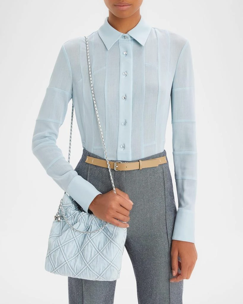 Tory Burch Fleming Mini Quilted Denim Hobo Bag 2