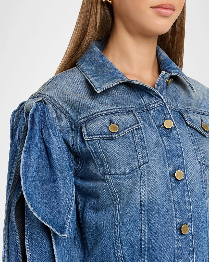 Gabriela Hearst Briella Tie Slit-Sleeve Denim Jacket 5