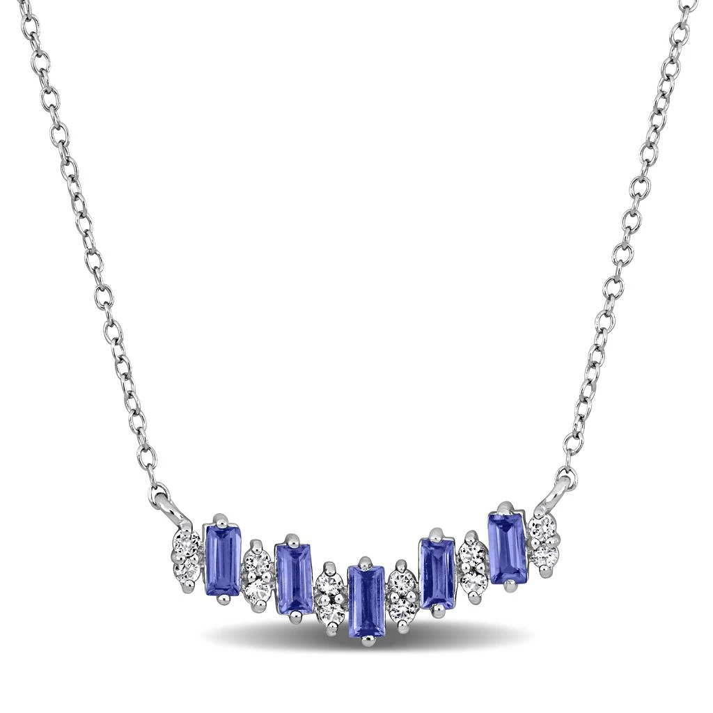 Mimi & Max 1 1/10 ct TGW Baguette Shaped Tanzanite White Topaz Necklace Sterling Silver-18 in 1