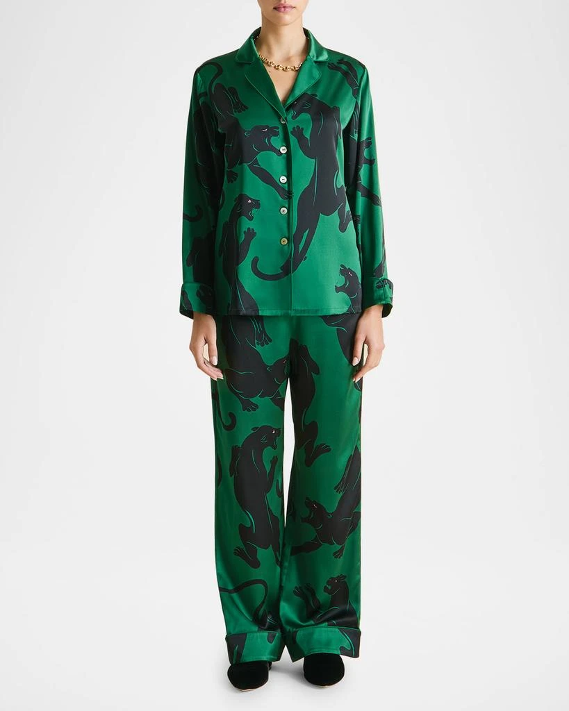 OLIVIA VON HALLE Lila Panther-Print Silk Pajama Set 2