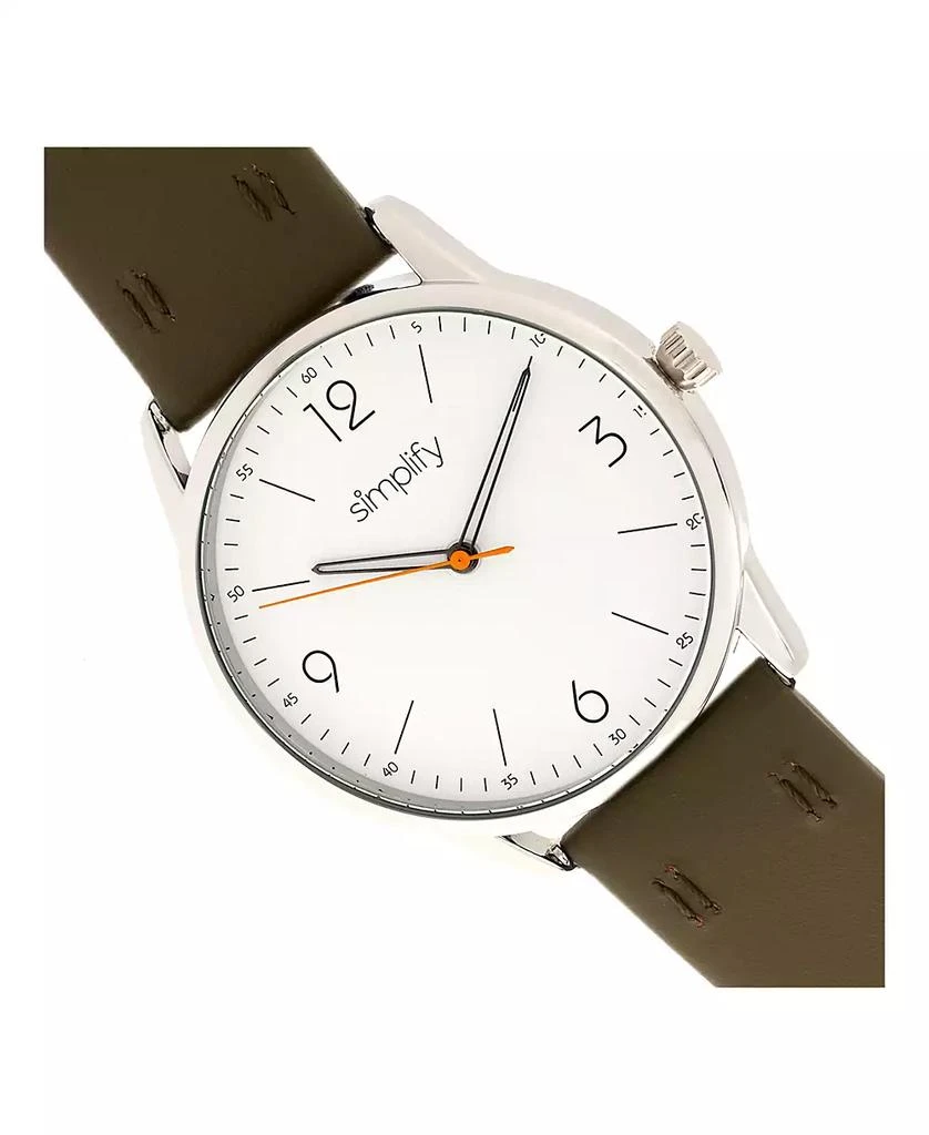 Simplify Quartz The 6300 White Dial, Genuine Olive Leather Watch 41mm 3