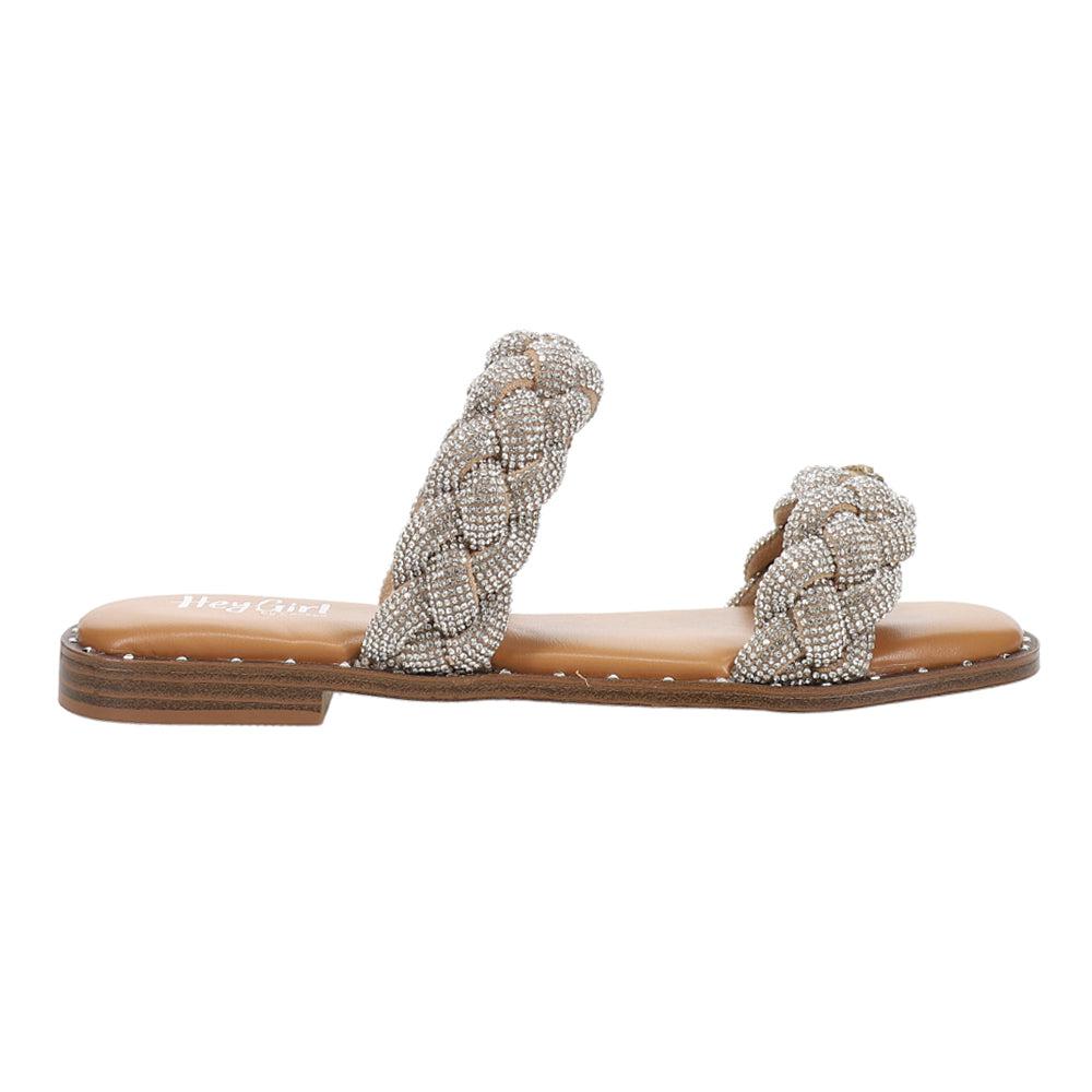 Corkys Don't Get it Twisted Braided Rhinestone Slide Sandals