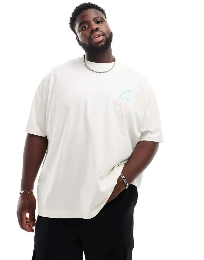 ASOS ASOS DESIGN oversized t-shirt with front and back floral print in off white 2