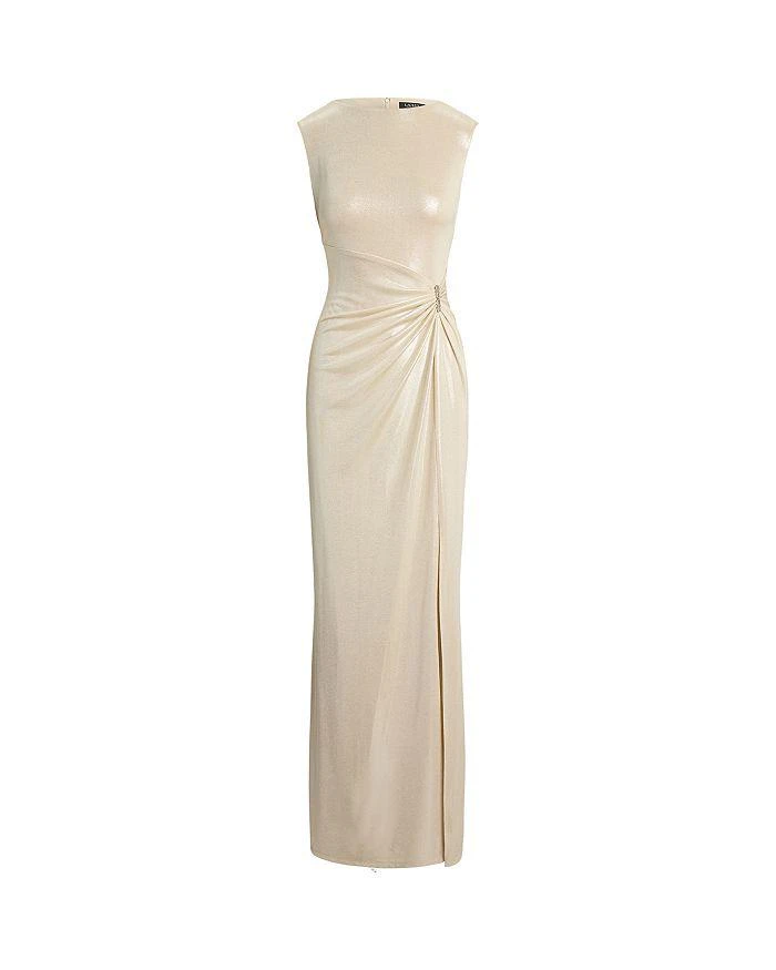 Buckle Trim Metallic Jersey Gown  On Sale Now with Up to 25% Off |  Discover Exclusive Deals & Savings at BeyondStyle  Authentic Ralph Lauren  women|dress with Limited-Time Discounts, Free Shipping,