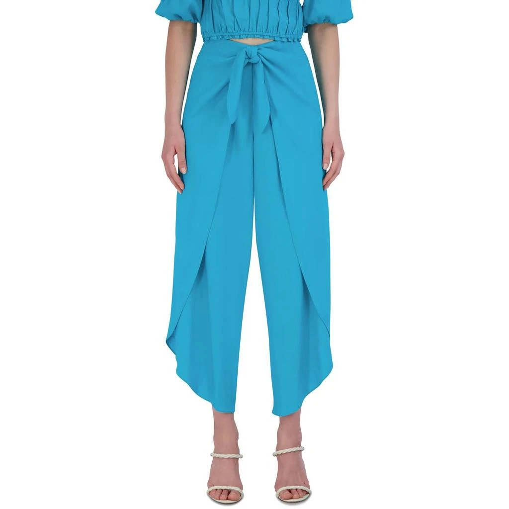 BCBG Womens High Rise Tie Waist Wide Leg Pants 3
