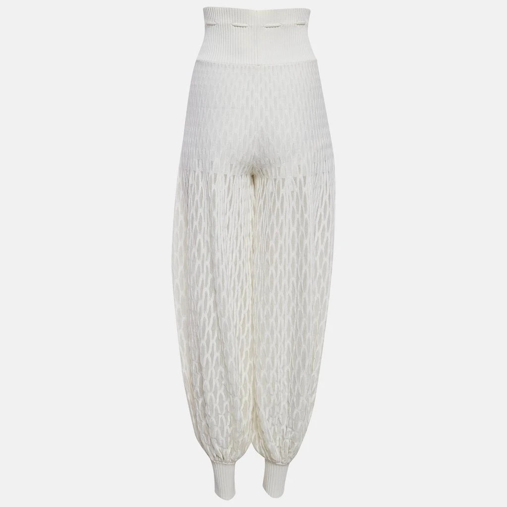 Chanel Chanel White Sheer Patterned Knit Harem Pants S 2