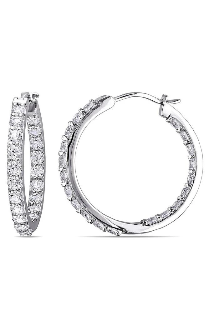 DELMAR Created White Sapphire Hoop Earrings 3