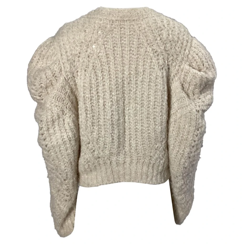 Ulla Johnson Knitted Bishop Sleeve Cardigan in Cream Wool 4