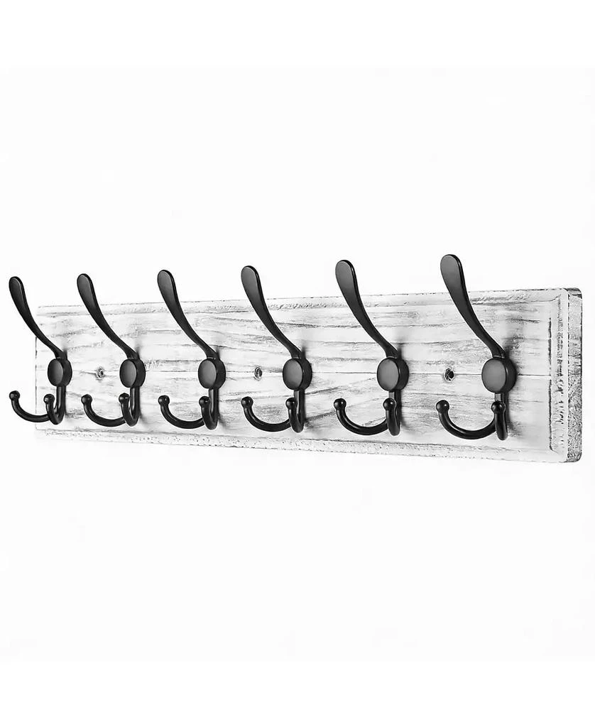 YIGII Wooden Wall Coat Rack with 8 Hooks for Hats Coats
