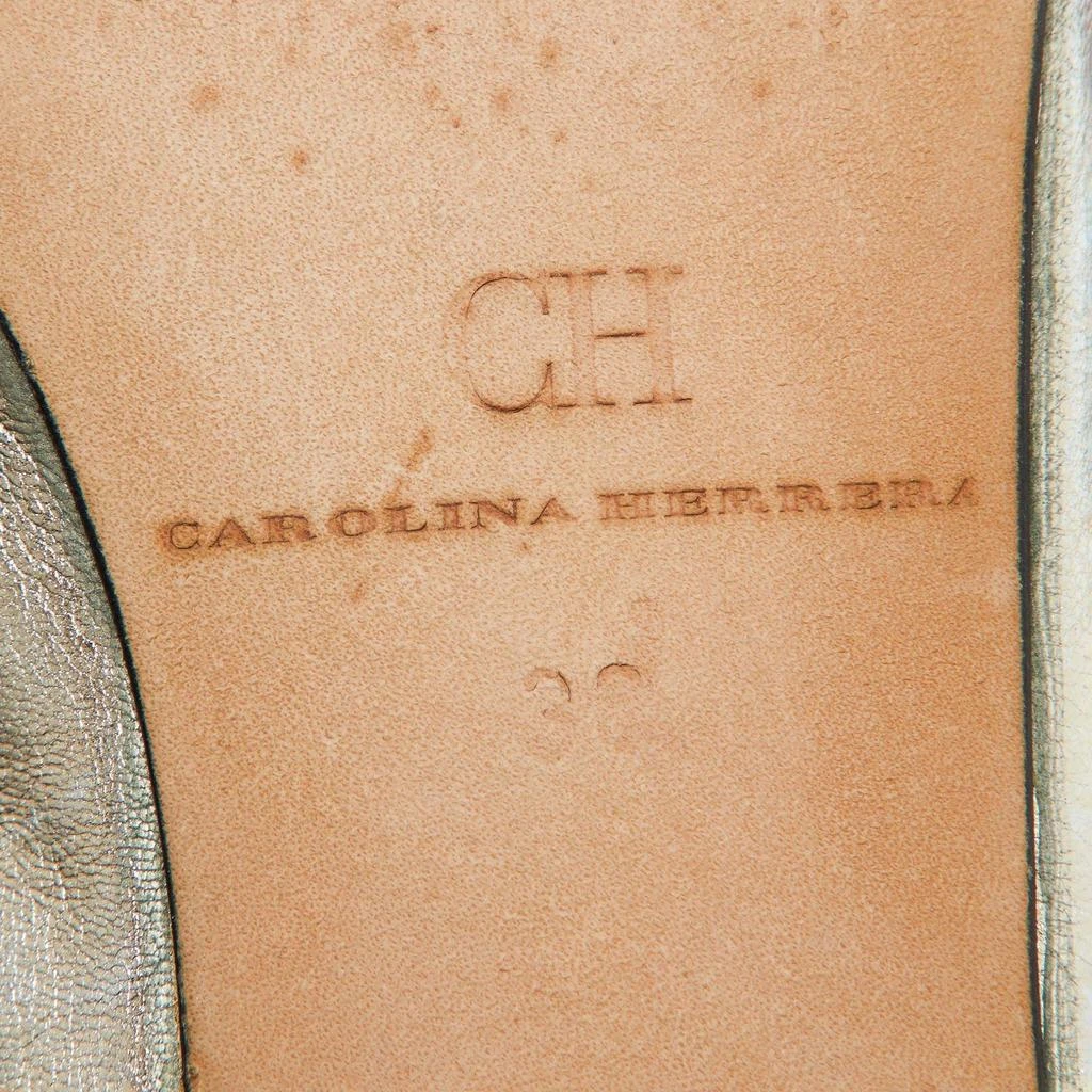 CH Carolina Herrera CH Carolina Herrera Gold Leather Logo Peep-Toe Ballet Flats Size 38 8