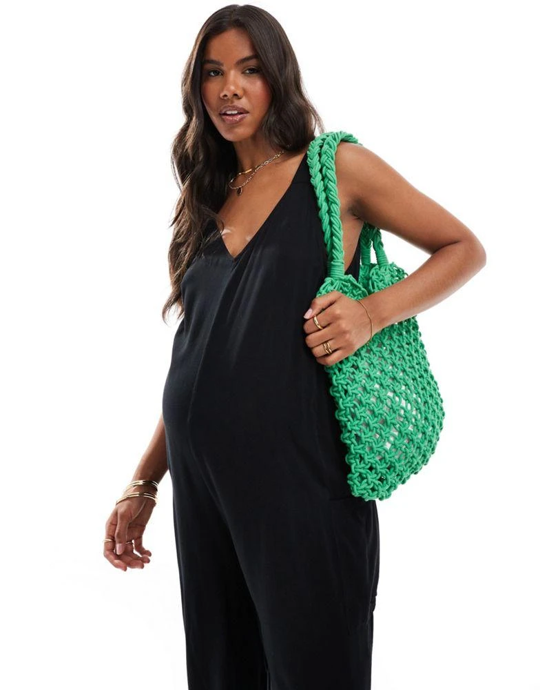 ASOS ASOS DESIGN Maternity beach jumpsuit with pocket detail in black 2