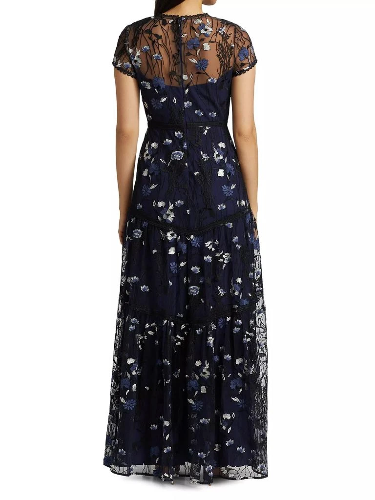 Monique Lhuillier Floral Embroidered Mesh Gown 5