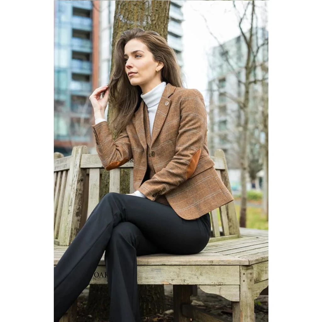Oliver Tweed (Infinity Leather) Women's Oak Brown 2 Piece Set Tweed Blazer Waistcoat in Herringbone Check 4