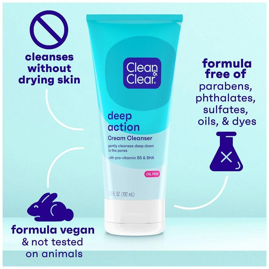 Clean & Clear Deep Action Cream Facial Cleanser Oil-Free 2