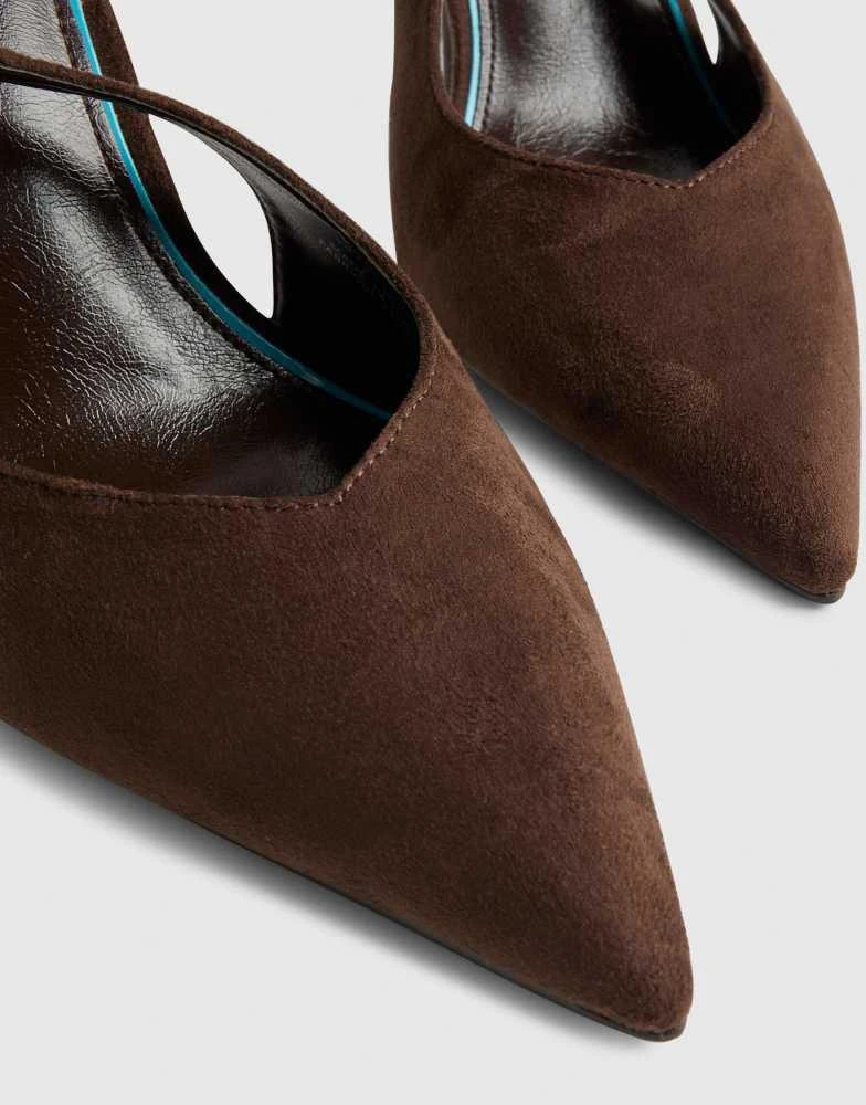 River Island River Island Faux suede sling back court heels in brown - dark 2