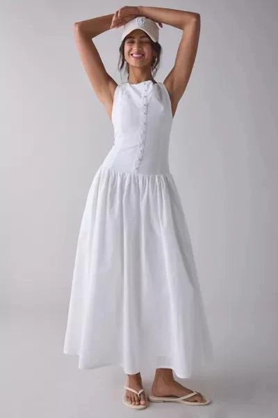 Kiss The Sky Kiss The Sky Boatneck Button-Front Drop Waist Midi Dress 1