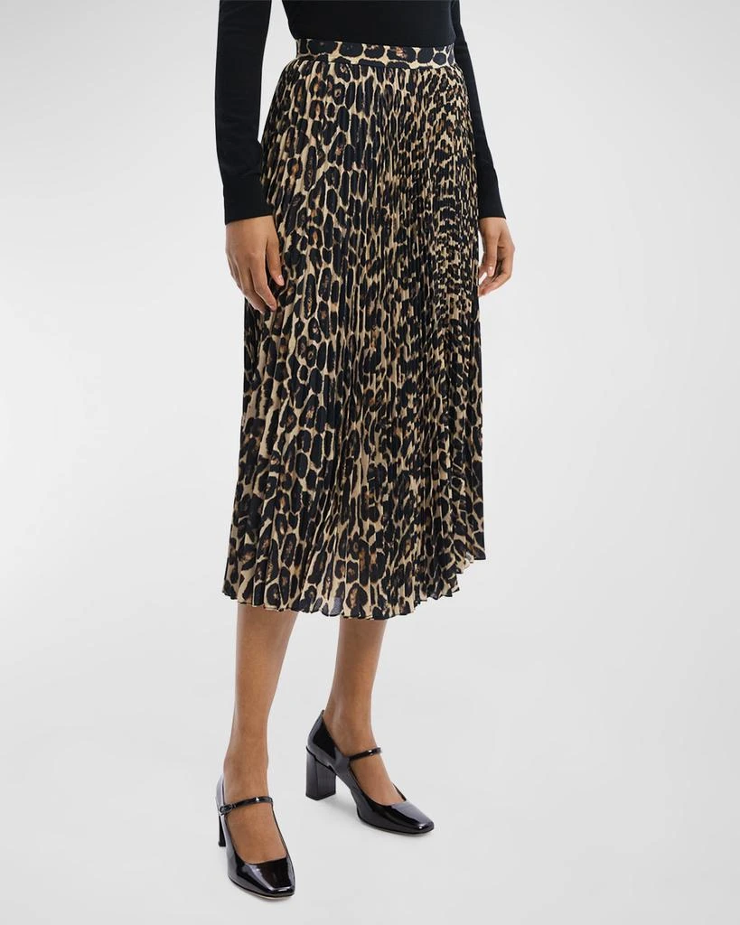 Theory Pleated Leopard-Print Midi Skirt 2