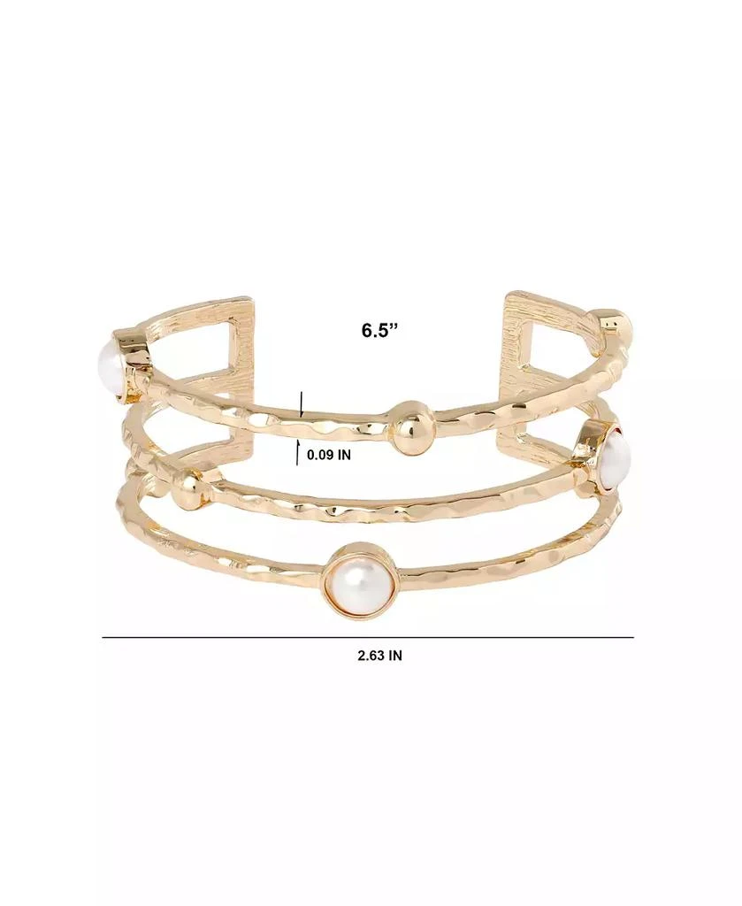 BCBG Hammered Gold-Tone Pearl Cuff Bracelet 7