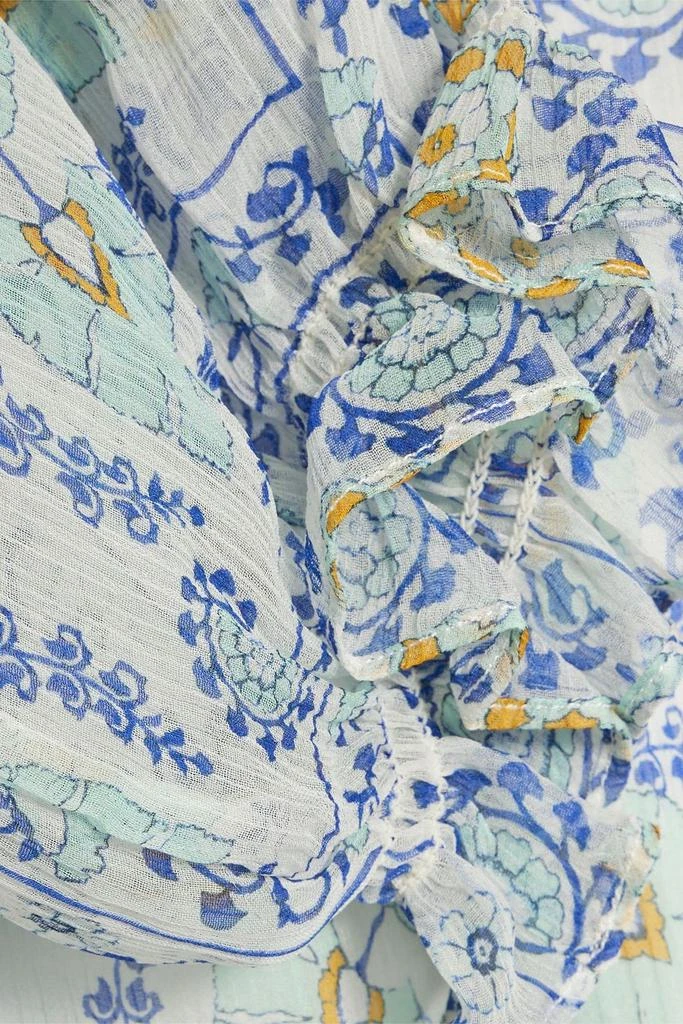 Joie Moneta gathered printed silk-georgette blouse 4