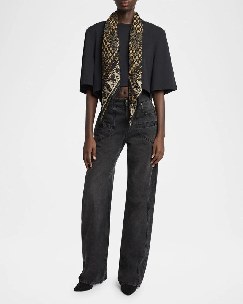 Isabel Marant Printed Cashmere & Wool Fringe Scarf 2
