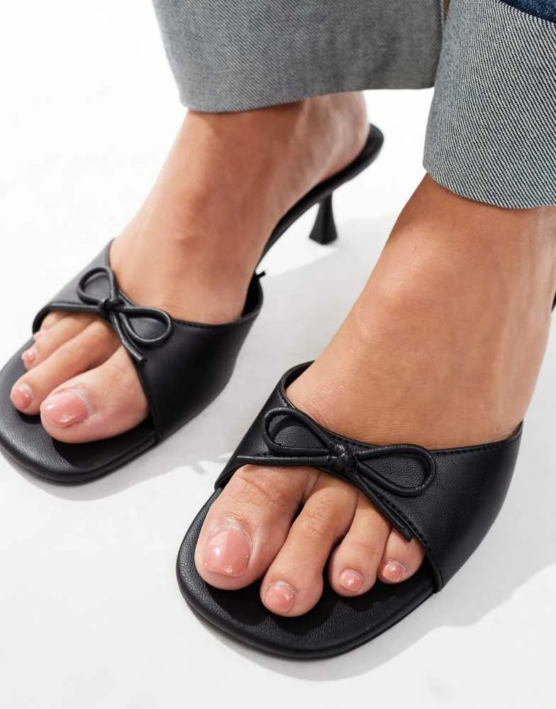 Mango Mango bow front mini heels in black 3