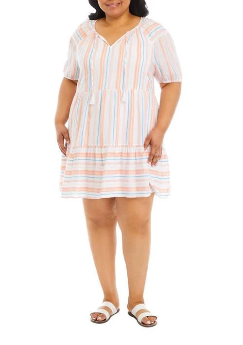 Wonderly Plus Size Split Neck Mini Dress 1