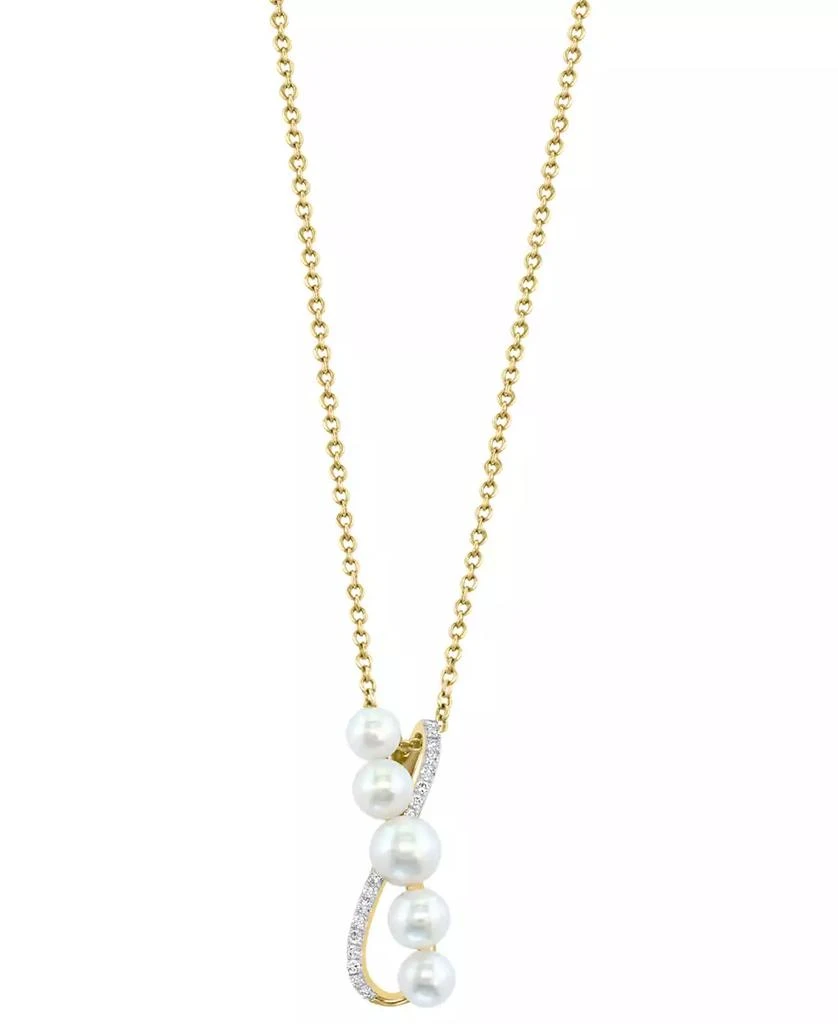 Effy EFFY® Cultured Freshwater Pearl (3-1/2-5mm) & Diamond (1/20 ct. t.w.) Crossover Pendant Necklace in 14k Gold, 18" + 1" extender 1