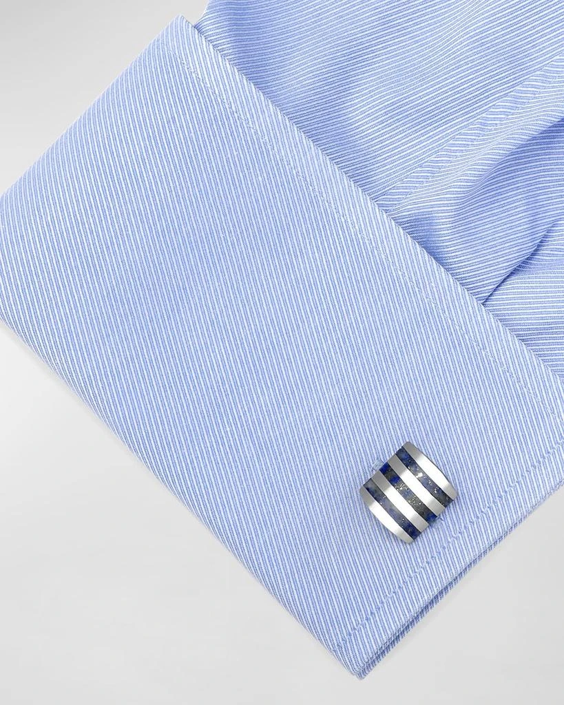 Cufflinks Inc. Stainless Steel Striped Lapis Cufflinks 2