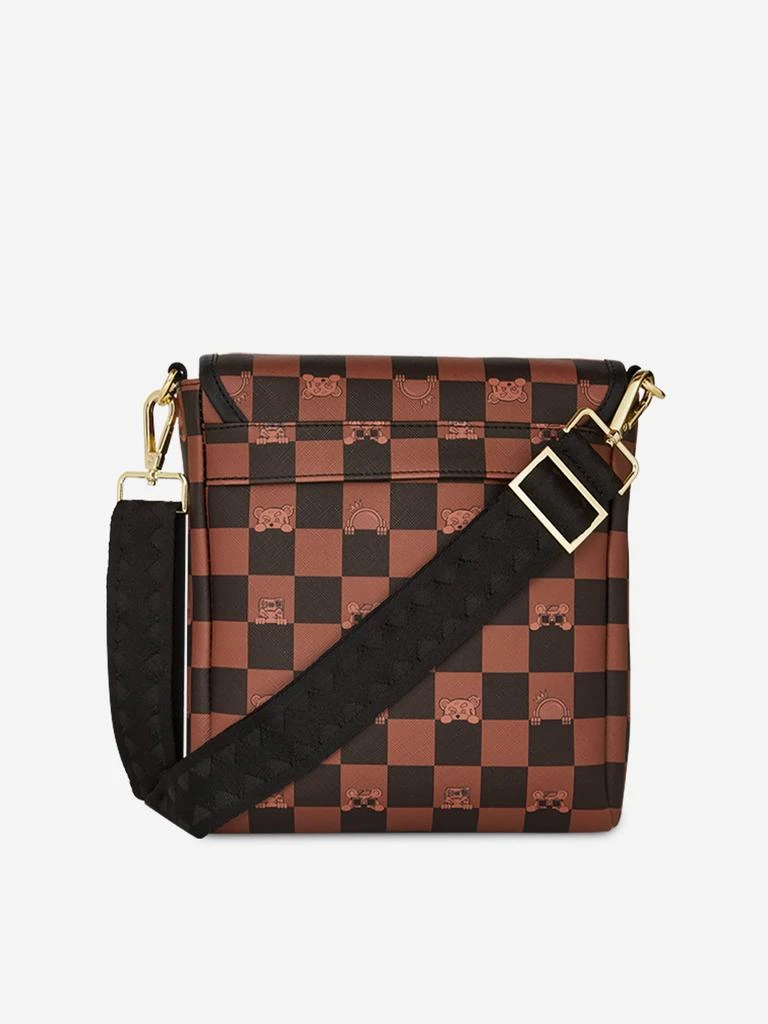 SprayGround Kids Peeking Character Check Messenger Sling Bag in Brown (25.5cm) 2