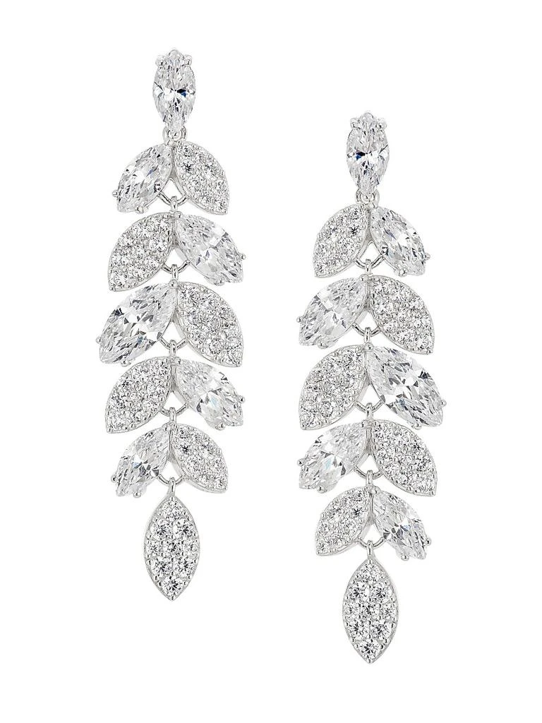 Adriana Orsini Ear Candy Rhodium-Plated & Cubic Zirconia Leaf Drop Earrings 1