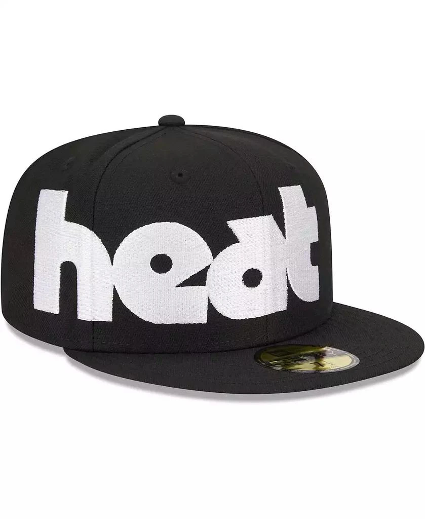 New Era Men's Black Miami Heat Checkerboard UV 59FIFTY Fitted Hat 1