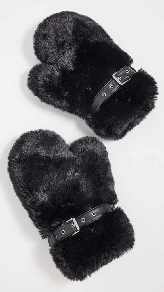 Acne Studios Fluffy Faux Fur Buckle Mittens 1