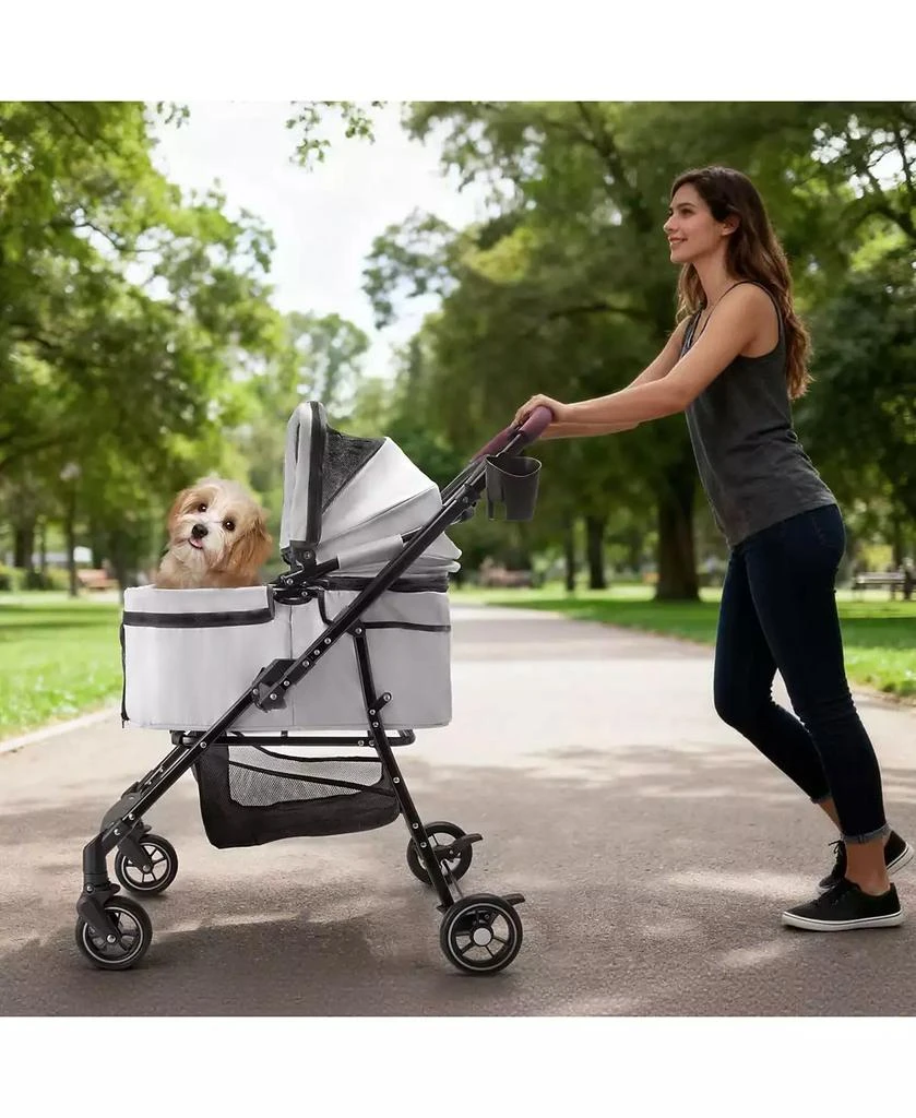 AOSTIRMOTOR All-Terrain Pet Stroller with 360° Rotating Wheels 
Detachable Carrier, 4-Wheel Foldable Travel System with Storage Bag 3