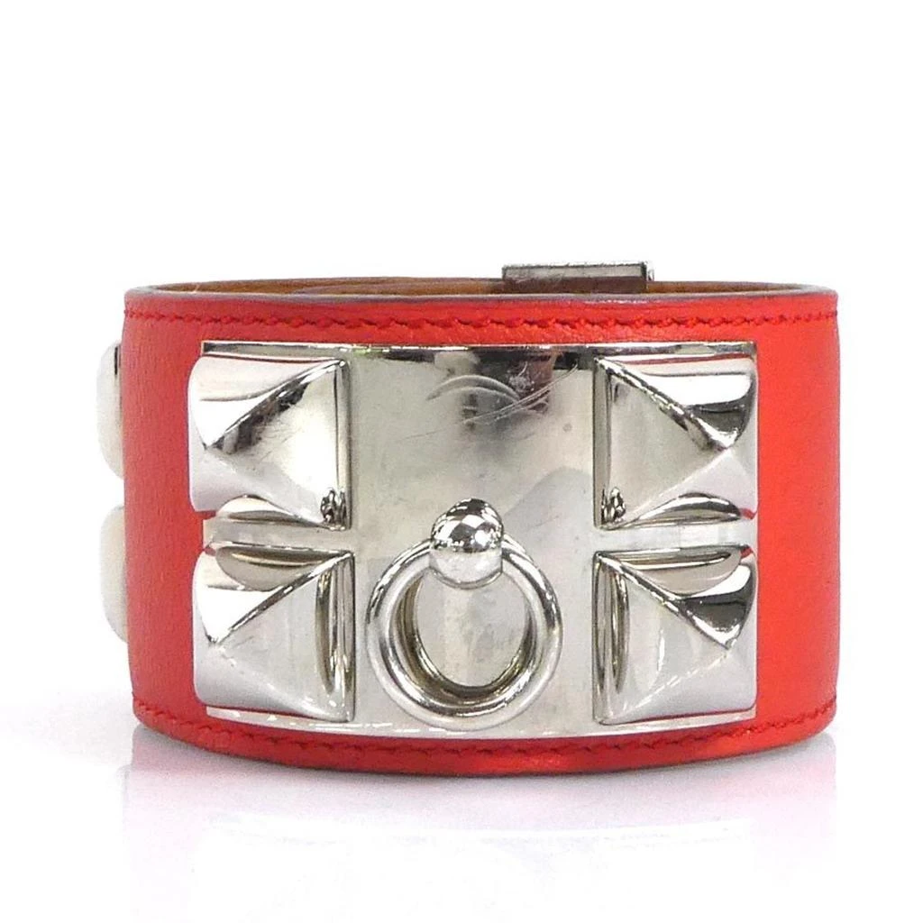 Hermes pink   Leather Metal Charm Bracelet (Pre-Owned) 2