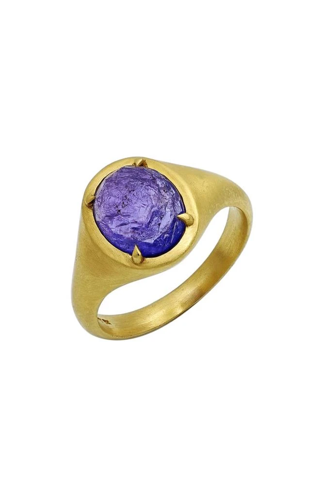 Bony Levy 18K Gold Oval-Cut Tanzanite Brushed Ring