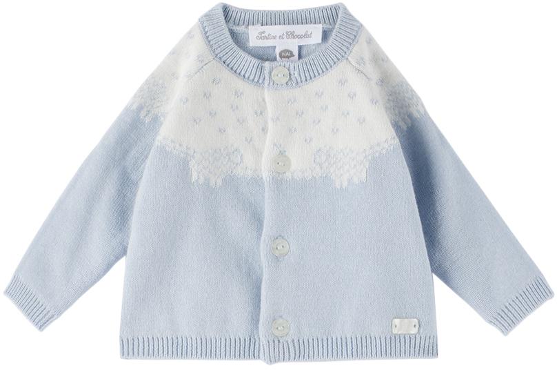 Tartine et Chocolat Baby Blue Buttoned Cardigan