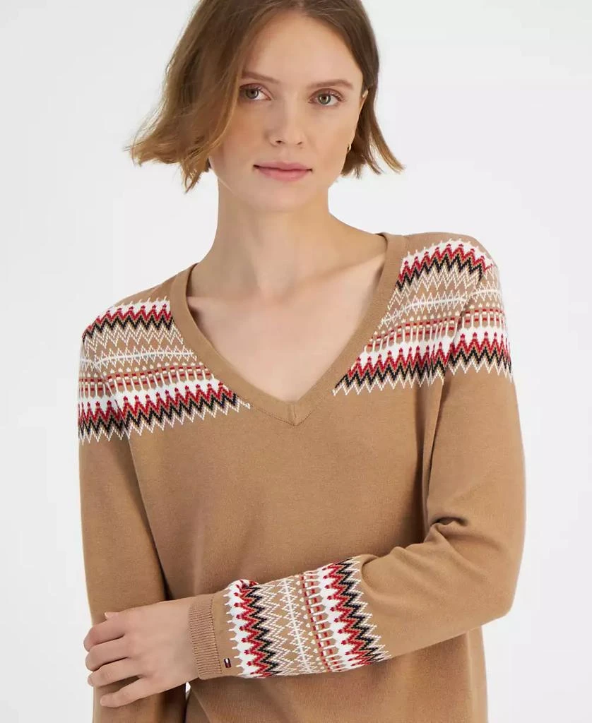 Tommy Hilfiger Women's Fair Isle V-Neck Sweater 3