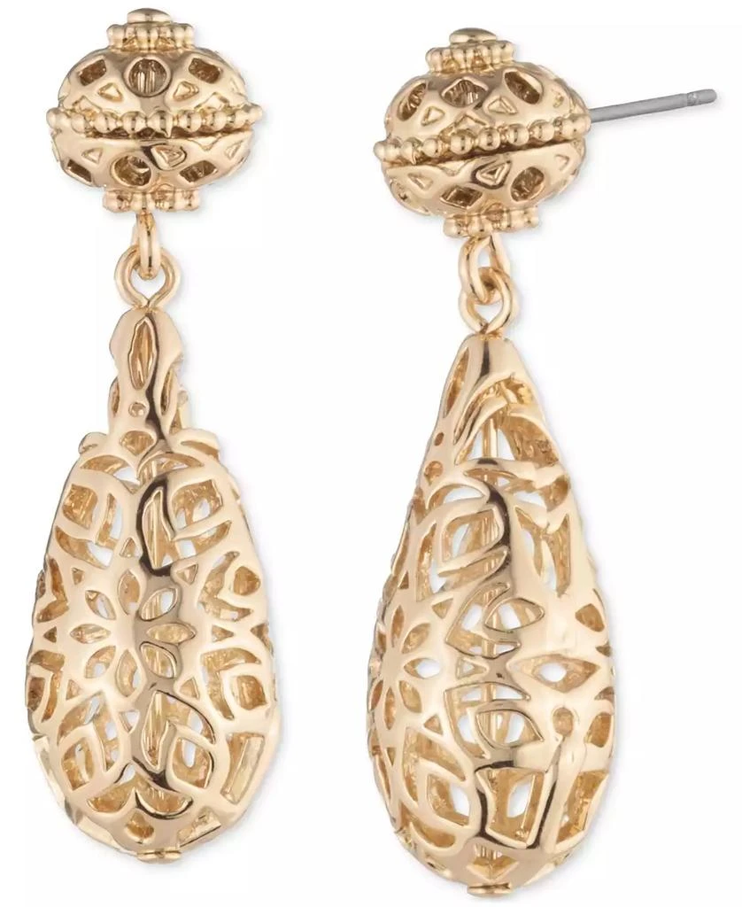 MARCHESA Gold-Tone Filigree Tear-Shape Drop Earrings 1